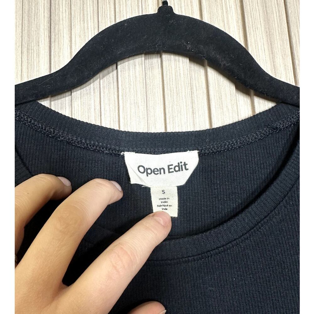 Open Edit Black Ribbed Bodycon Mini T-shirt Dress Size S - Picture 5 of 8